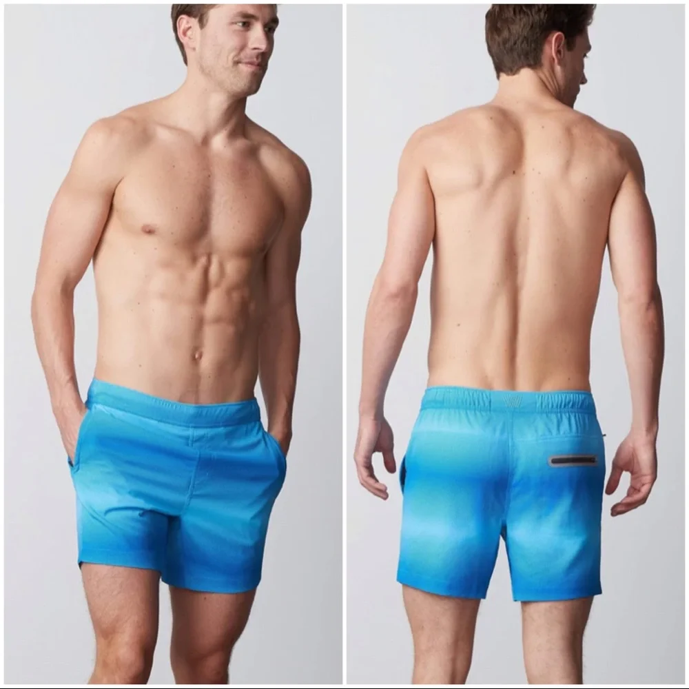 •MACK WELDON• NWOT Blue‎ Waterslide Pulse Stripe Swim Trunks Shorts Size XXL